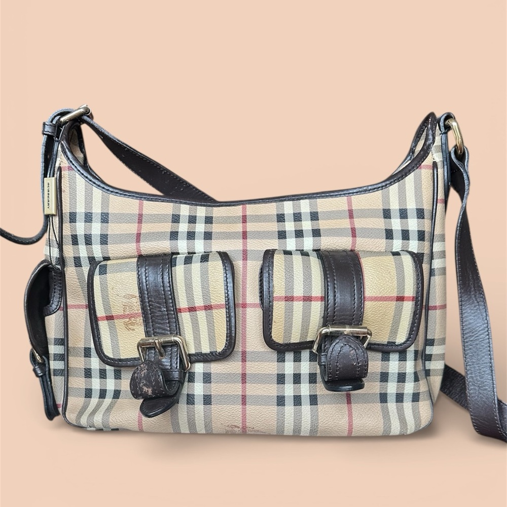 Burberry Classic Check Shoulder Bag with Dark Accents